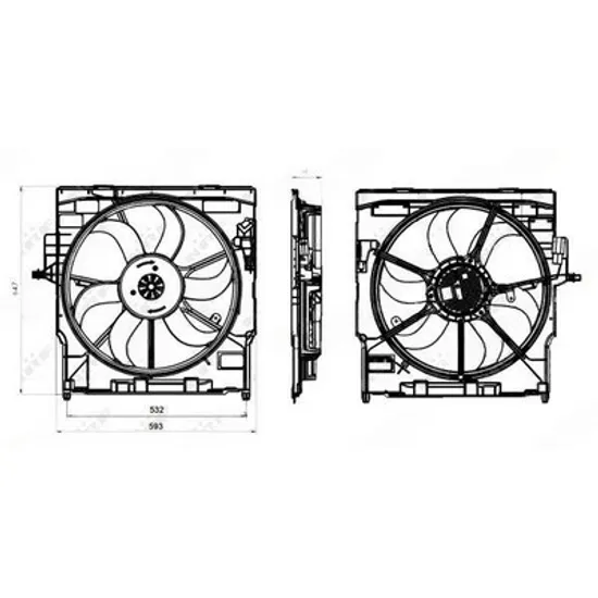 Ventilator Motor BMW X6 E71 2007->2014 Ventilator 3.0 benzina (520 mm) (400W) (3PIN) Perioada 2007 2008 2009 2010 2011 2012 2013 2014