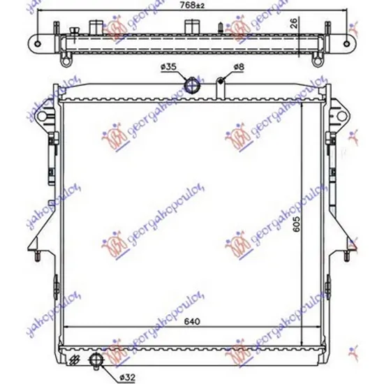 Radiator Motor FORD RANGER 2011-> Radiator 2,5i16V 60.9x66.4 manuala /automata Perioada 2011 2012 2013 2014 2015 2016 2017 2018