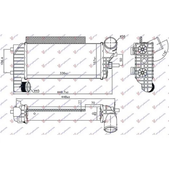 Intercooler FORD C-MAX 2 2010->2019 Radiator intercooler 1.5-1.6 TDCI/ECOnetic 2014-> Perioada 2010 2011 2012 2013 2014 2015 2016 2017 2018 2019