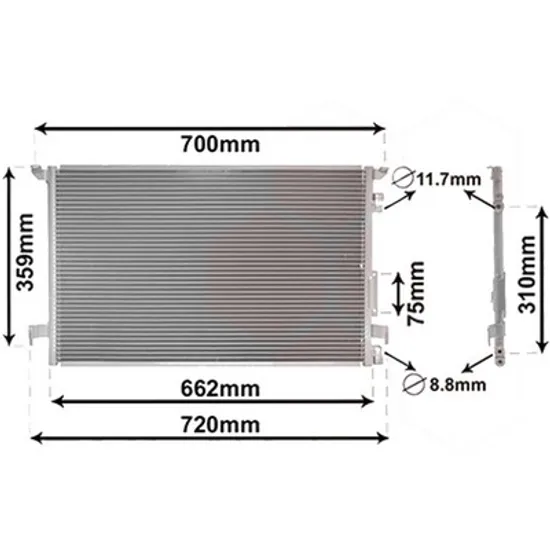 Radiator aer conditionat VW T-ROC 2017-> 2.0 TDI 4motion 110KW 150CP , pentru motor DFFA perioada 2017 2018,2019,2020,2021 2022