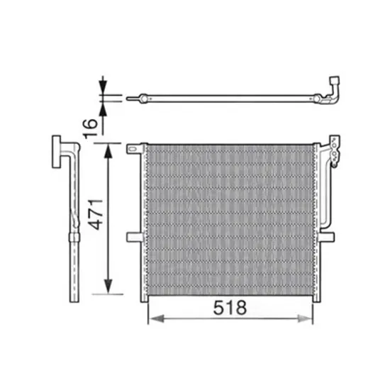 Radiator Aer Conditionat BMW X3 E83 2003->2011 Radiator aer conditionat 2,0 - 2,5 - 3,0 L (52.5x47,2) Perioada 2004 2005 2006 2007 2008 2009 2010 2011