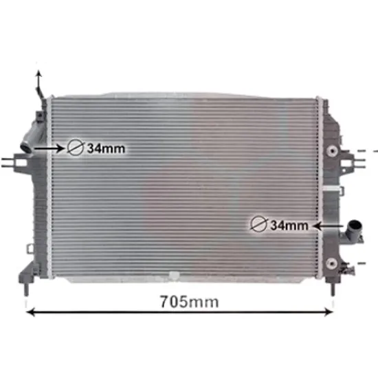 Radiator apa OPEL ZAFIRA B 2005->2015 1.9 CDTI 88KW 120CP , pentru motor Z 19 DT perioada 2005 2006,2007,2008,2009,2010,2011,2012,2013,2014 2015