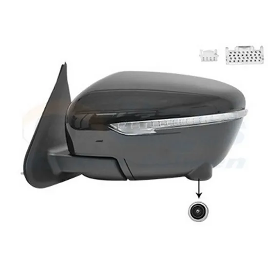 Oglinda NISSAN JUKE F16 2019-> Oglinda exterioara electrica cu incalzire cu rabatare electrica pentru vopsit (cu semnal si CAMERA) (15 PIN) stanga Perioada 2015 2016 2017 2018 2019 2020 2021