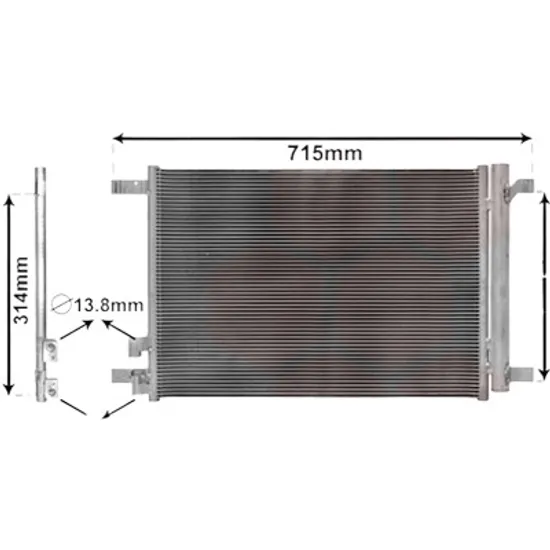 Radiator aer conditionat RENAULT CLIO 2 1998->2012 1.5 dCi 48KW 65CP , pentru motor K9K 700, K9K 704 perioada 2001 2002,2003,2004,2005,2006,2007,2008 2009