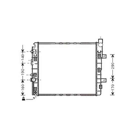 Radiator apa MERCEDES VARIO 1996->2013 pentru 613 D, 614 D, perioada 1996 1997 1998 1999 2000 2001 2002 2003 2004 2005 2006 2007 2008 2009 2010 2011 2012 2013