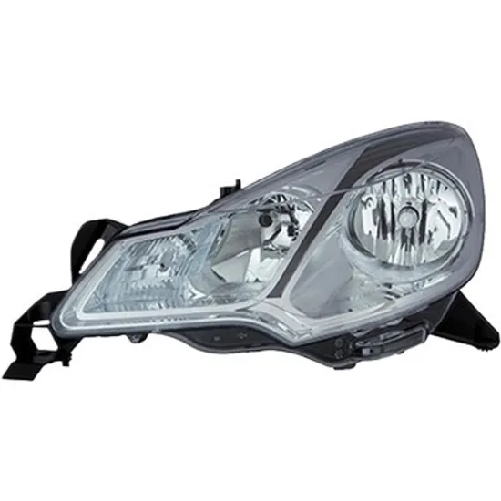 Far stanga CITROEN C3 2 2009->2016 perioada 2010 2011 2012 2013 2014 2015 de la an de fabricatie 03/2013, cu motor reglaj, cromat/negru, semnal transparent, cu reglaj electric, cu bec H7/H1