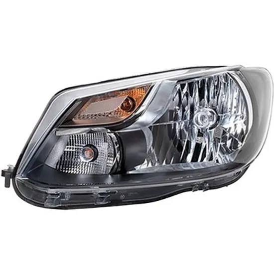 Far stanga VW CADDY 3 2004->2015 perioada 2011 2012 2013 2014 2015 de la an de fabricatie 05/2013, cu motor reglaj, fumuriu, semnal transparent, cu reglaj electric, cu faza scurta, cu lumina de zi, cu semnal, cu bec H4