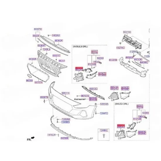Grila Bara HYUNDAI i30 2017-> Grila bara fata (cu Daylight LED si gaura Proiector) (O) STANGA Perioada 2017 2018 2019 2020