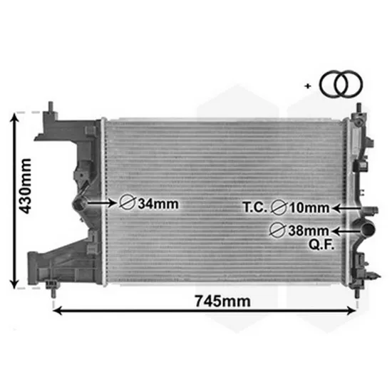 Radiator Motor CHEVROLET CRUZE J300 2009-> Radiator apa 1.4-1.6 TURBO benzina MAN.(58x39,5) (KOYO) Perioada 2009 2010 2011 2012 2013 2014 2015