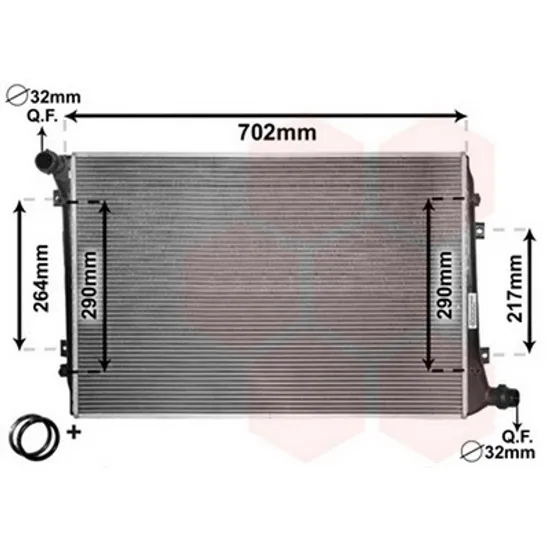 Radiator Motor AUDI A3 8P1 2003->2012 Radiator apa 1.9-2.0 TDi diesel (650x440) (BEHR ALTERNATIVE) Perioada 2003 2004 2005 2006 2007 2008 2009 2010 2011 2012