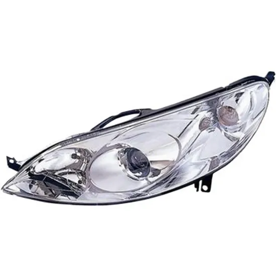 Far stanga PEUGEOT 407 2004->2010 perioada 2007 2008 2009 2010 2011 pana la an de fabricatie 09/2008, cu motor reglaj, semnal transparent, cu reglaj electric, cu bec H7/H1
