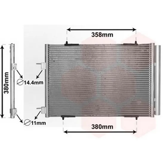 Radiator Aer Conditionat PEUGEOT 508 1 2010->2018 Radiator aer conditionat 1.6 THP- 1.6 Hdi 2011-> 574x378x Perioada 2010 2011 2012 2013 2014 2015 2016 2017
