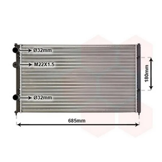 Radiator Motor VW POLO 6N2 1999->2001 Radiator apa pentru toate modelele benzina/diesel cu aer conditionat 63x38 Perioada 1995 1996 1997 1998 1999 2000 2001 2002