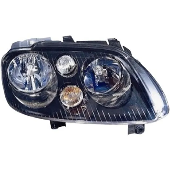 Far dreapta VW TOURAN 2003->2010 perioada 2003 2004 cu motor reglaj, cromat/negru, semnal transparent, cu reglaj electric, cu bec H7/H7