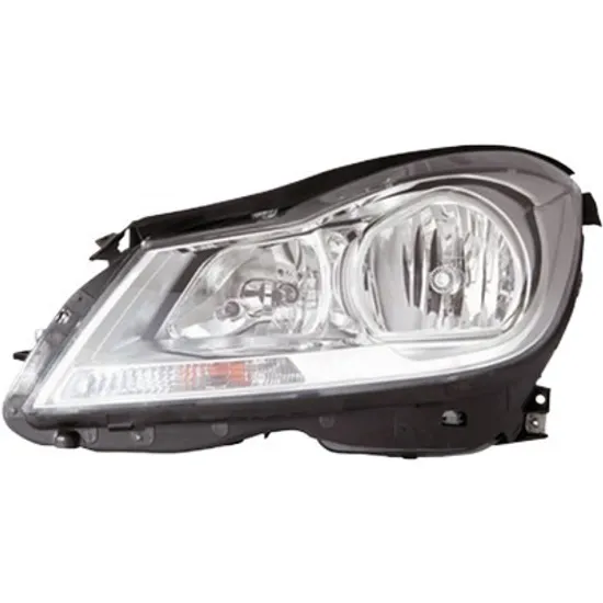 Far stanga MERCEDES C-CLASS W204 2007->2014 perioada 2011 2012 2013 2014 cu motor reglaj, cromat, semnal transparent, cu reglaj electric, cu bec H7/H7
