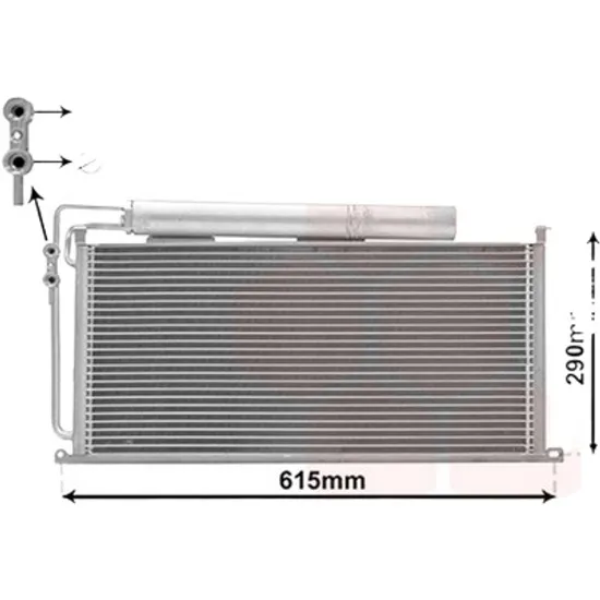 Radiator aer conditionat FORD TRANSIT 2013-> 2.2 TDCi 74KW 100CP , pentru motor DRF5, DRFF, DRFG perioada 2013 2014,2015,2016,2017 2018