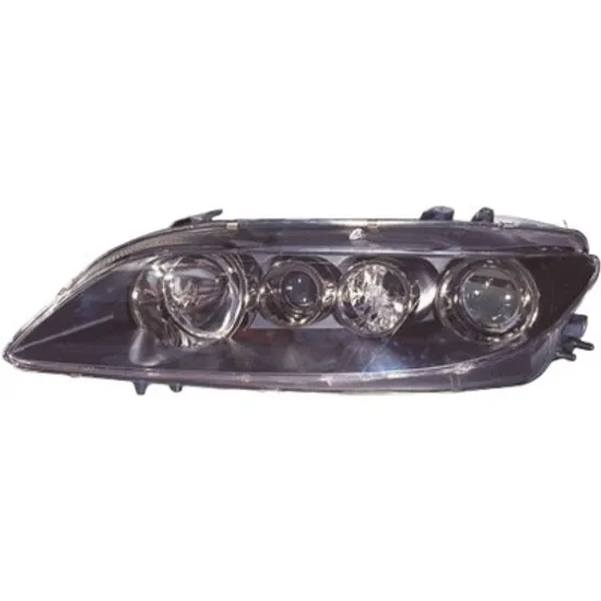 Far dreapta MAZDA 6 GG 2002->2008 perioada 2002 2003 2004 2005 2006 2007 de la an de fabricatie 08/2005, cu motor reglaj, fumuriu, semnal transparent, cu reglaj electric, cu far de ceata, cu bec H1/H1/H3
