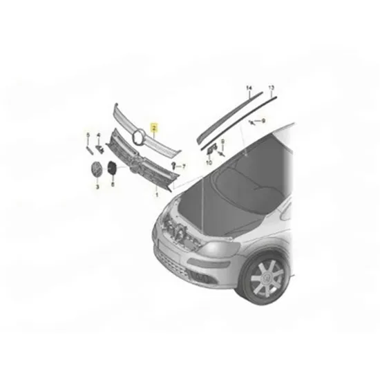 Ornament Grila VW GOLF PLUS 2004->2013 Bandou grila (cromat) (O) Perioada 2009 2010 2011 2012 2013 2014