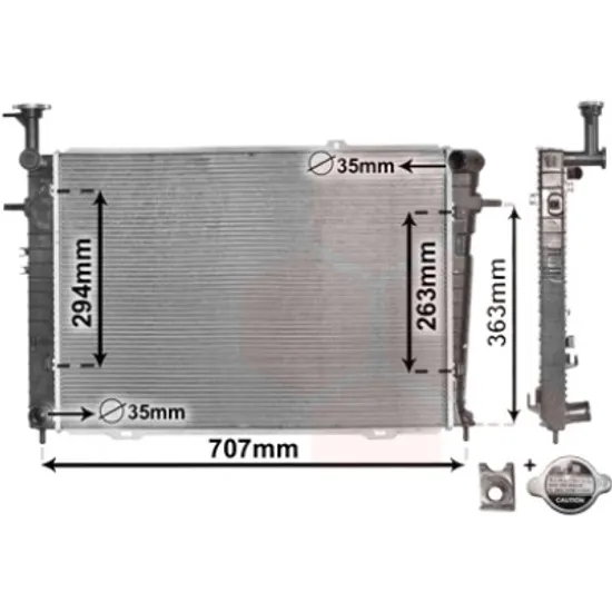 Radiator apa HYUNDAI TUCSON 2004->2012 pentru 2.0 LPG tractiune integrala, perioada 2009 2010