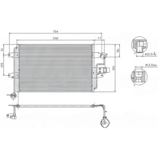 Radiator Aer Conditionat SEAT LEON 1999->2006 Radiator condensator aer conditionat 1.9 diesel TDI (582x353x20) Perioada 1999 2000 2001 2002 2003 2004 2005 2006