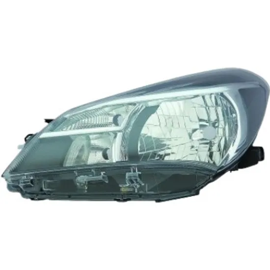 Far dreapta TOYOTA YARIS 2010-> perioada 2010 2011 2012 2013 2014 2015 de la an de fabricatie 08/2014, fara motor reglaj, semnal alb, cu reglaj electric, cu bec H4