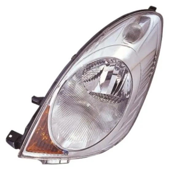 Far stanga NISSAN NOTE 2006->2012 perioada 2006 2007 2008 2009 2010 2011 2012 pana la an de fabricatie 12/2008, fara motor reglaj, semnal galben, cu reglaj, cu bec H4