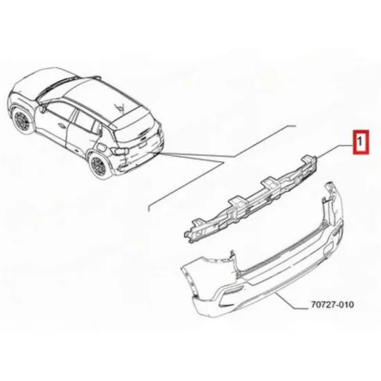 Armatura Bara spate ALFA ROMEO JUNIOR 2024-> Armatura Bara spate plastic (O) Perioada 2024 2025