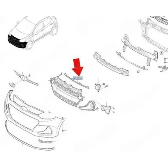 Armatura Bara fata HYUNDAI i10 2013->2020 Armatura Bara fata superioara (O) Perioada 2016 2017 2018 2019
