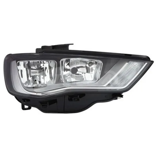 Far dreapta AUDI A3 Sportback 8VA; 8VF 2012->2020 perioada 2013 2014 2015 2016 2017 2018 2019 2020 pana la an de fabricatie 2016, cu motor reglaj, semnal transparent, cu reglaj electric, cu lumina de zi, cu bec H15, cu bec H7