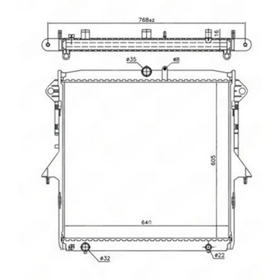 Radiator Motor FORD RANGER 2011-> Radiator apa motor 2.2-3.2 TDCi manuala/automatic (605x640x16) (KOYO) Perioada 2015 2016 2017 2018 2019
