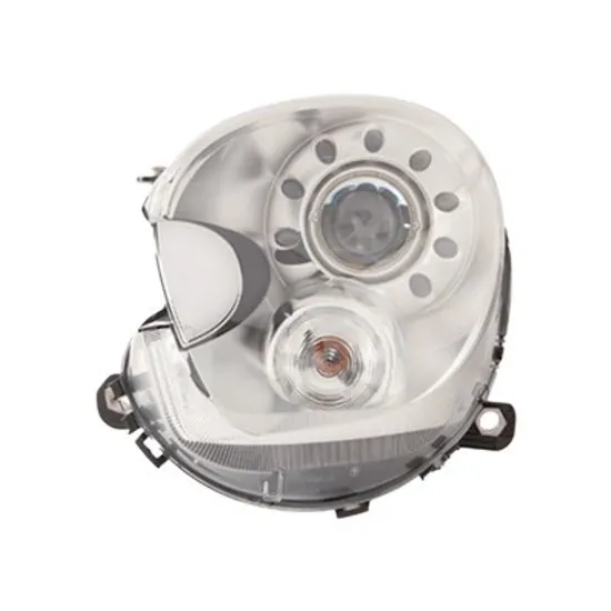Far stanga MINI COUNTRYMAN R60 2010->2016 perioada 2010 2011 2012 2013 2014 2015 2016 , fara motor reglaj, fara unitate de control Xenon, cromat, semnal alb, cu reglaj distanta iluminare automat, adaptiv, cu bec D1S tub descarcare gaze