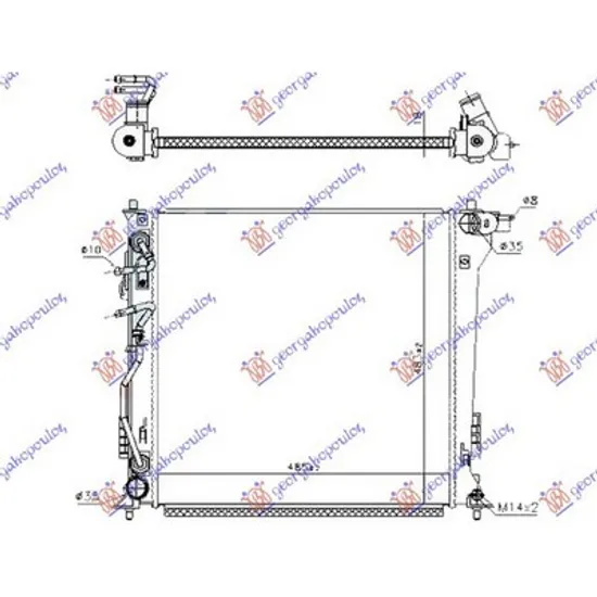 Radiator Motor KIA SPORTAGE 4 2015-> Radiator apa 2.0 CRDi diesel cv automata (485x485x18) (KOREAN) Perioada 2018 2019 2020 2021 2022