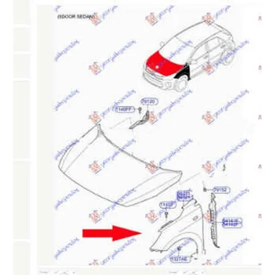 Aripa Fata KIA STONIC 2017-> Aripa fata cu gauri semnal original stanga Perioada 2017 2018 2019 2020 2021