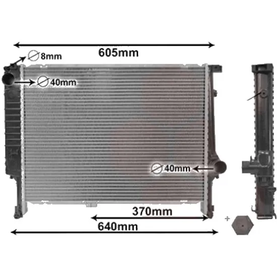 Radiator apa BMW 3 E36 1990->1998 pentru 325 tds, perioada 1993 1994 1995 1996 1997 1998