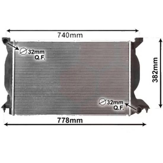 Radiator apa SKODA SUPERB 1 2001->2008 pentru 2.5 TDI, perioada 2003 2004 2005 2006 2007 2008