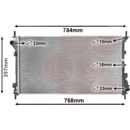 Radiator apa FORD TRANSIT CONNECT 2002->2013, TOURNEO CONNECT 2002->2013 pentru 1.8 TDCi, perioada 2002 2003 2004 2005 2006 2007 2008 2009 2010 2011 2012 2013