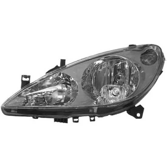 Far stanga PEUGEOT 307 2000->2011 perioada 2000 2001 2002 2003 2004 2005 2006 2007 pana la an de fabricatie 06/2005, fara motor reglaj, semnal alb, cu reglaj electric, cu far de ceata, cu bec H7/H1/H1