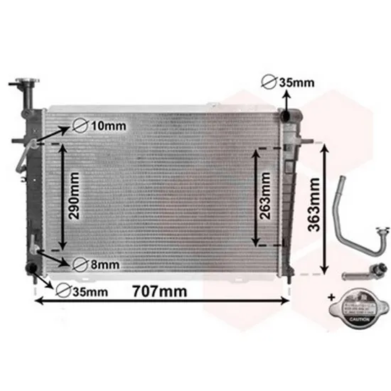 Radiator Motor HYUNDAI TUCSON 2004->2012 Radiator apa pentru 2,7I 24V CV automata cu/fara aer conditionat (64x46.2) Perioada 2004 2005 2006 2007 2008 2009 2010 2011 2012 2013 2014
