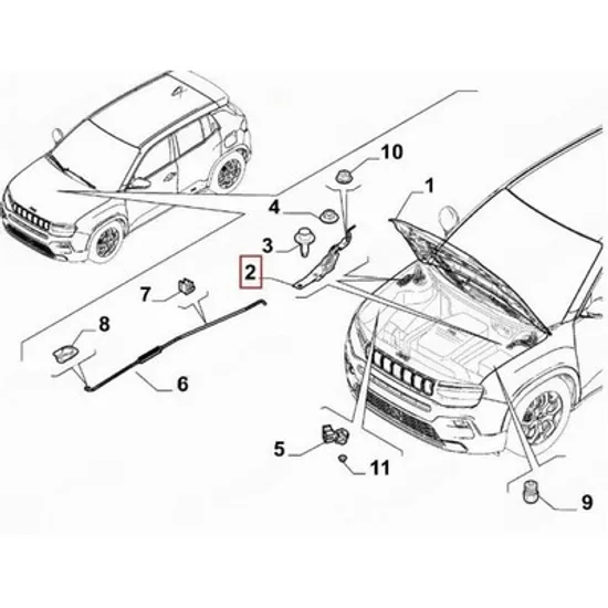 Balama Capota fata FIAT 600 2023-> Balama capota (O) DREAPTA Perioada 2023 2024 2025