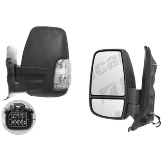 Oglinda exterioara stanga FORD TOURNEO CUSTOM 2012->, TRANSIT 2005->2014, TRANSIT CUSTOM 2012-> perioada 2011 2012 2013 2014 2015 , cu semnal, inaltime cm 30, latime cm 21, reglaj electric, numar pini 6, cu incalzire,
