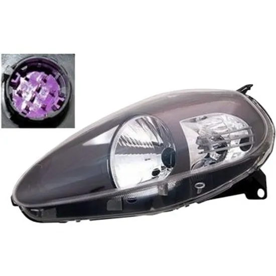 Far stanga FIAT GRANDE PUNTO 199 2005-> perioada 2010 2011 2012 2013 2014 2015 cu motor reglaj, fumuriu, semnal transparent, cu reglaj electric, numar pini 8, cu bec H4