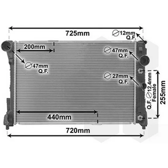 Radiator Motor MERCEDES GLK-CLASS X204 2008->2015 Radiator apa pentru 3,0 - 3,5 - benzina - 2,1 - 2,2 - 3,0CDi (64x43x34) Perioada 2008 2009 2010 2011 2012 2013 2014 2015