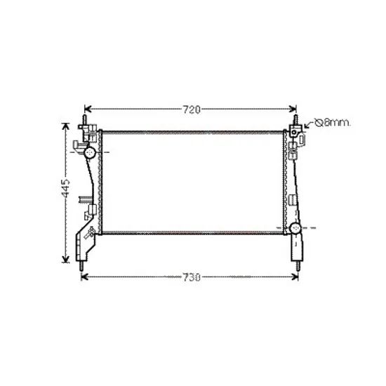 Radiator apa FIAT FIORINO 225 2007->, QUBO 225 2008-> pentru 1.3 D Multijet, perioada 2007 2008 2009 2010 2011 2012 2013 2014 2015 2016 2017 2018 2019 2020