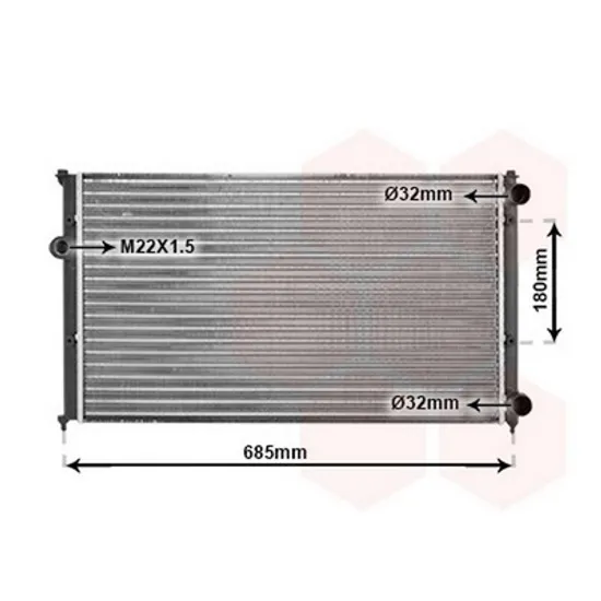 Radiator Motor VW CADDY 2 1995->2004 Radiator apa 1.6-1.8-2.0 benzina - 1.9 TD diesel MANUAL ( / ) (630x380x34) Perioada 1995 1996 1997 1998 1999 2000 2001 2002 2003 2004