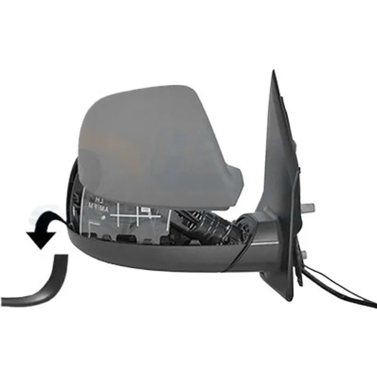 Oglinda exterioara dreapta VW CARAVELLE 6 2015->, TRANSPORTER T6 2015-> perioada 2015 2016 2017 2018 2019 , numar pini 2, numar pini 12, cu antena, cu incalzire, rabatare electrica, prevopsit grund pentru FM2,