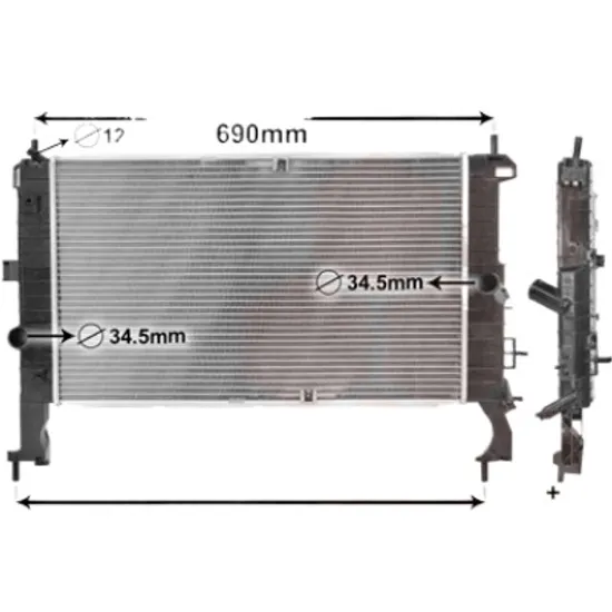Radiator apa OPEL MERIVA A 2003->2010 1.7 CDTI 74KW 100CP , pentru motor Z 17 DT, Z 17 DTH perioada 2003 2004,2005,2006,2007,2008,2009 2010
