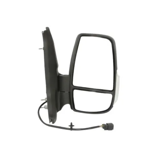 Oglinda exterioara dreapta FORD TRANSIT 2005->2014 perioada 2011 2012 2013 2014 de la an de fabricatie 05/2014, portocaliu, cu semnal, reglaj electric, brat oglinda scurt, cu incalzire, rabatare electrica, cu bec W16W