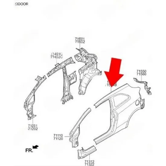 Aripa Spate KIA RIO 2011->2017 Aripa spate 3 usi (O) STANGA Perioada 2014 2015 2016 2017