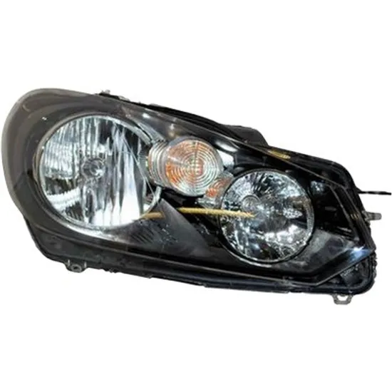 Far dreapta VW GOLF 6 2008->2013, GOLF 6 Variant 2009->2014 perioada 2008 2009 2010 2011 2012 2013 cu motor reglaj, cromat/negru, semnal galben, cu reglaj electric, cu lumina de zi, cu bec H15, cu bec H7