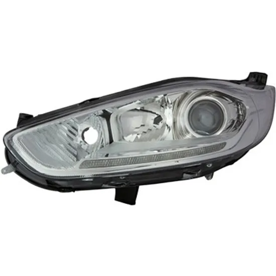 Far stanga FORD FIESTA 5 JH 2008->2017 perioada 2010 2011 2012 2013 2014 2015 de la an de fabricatie 10/2012, fara motor reglaj, semnal transparent, cu reglaj electric, cu daylight, cu bec H7/H1